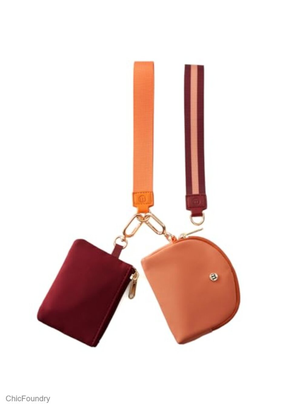 Mini Dual Pouch Wristlet Wallet Zip Around Keychain Wallet Silk Blend Women